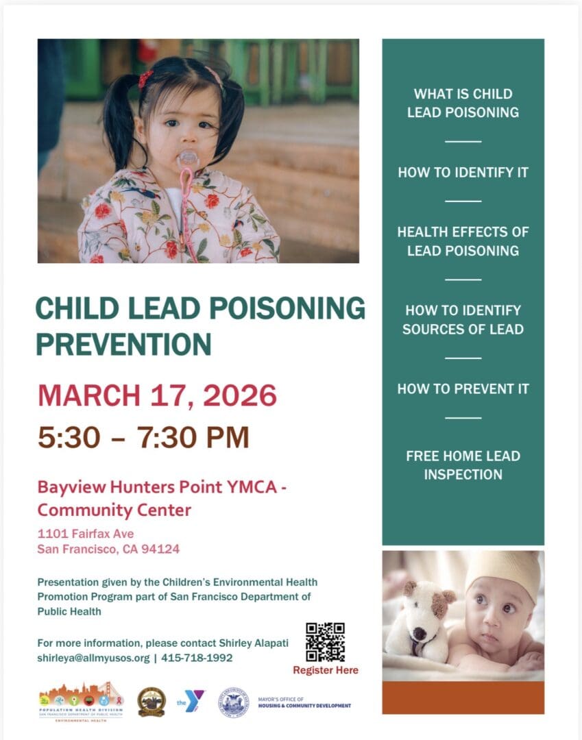 Child lead poisoning prevention event flyer