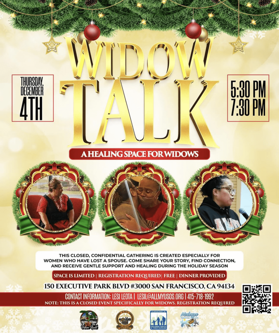 Widow Talk holiday support group event flyer