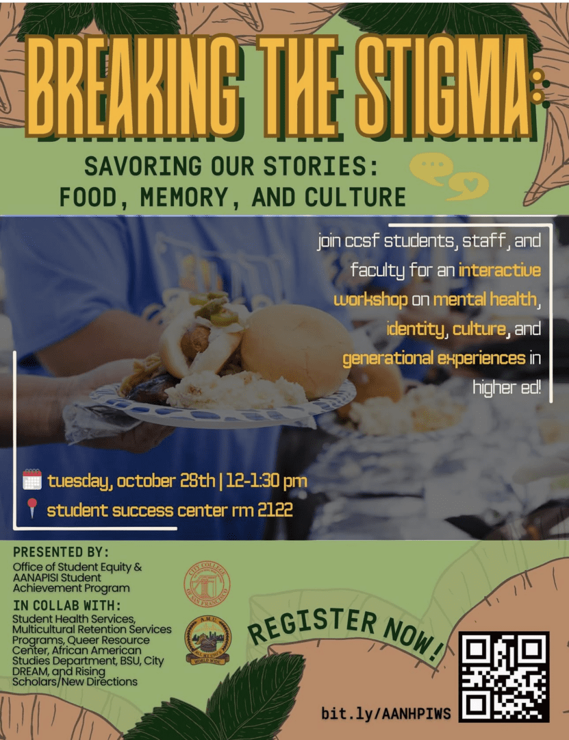 Breaking the Stigma workshop poster featuring food